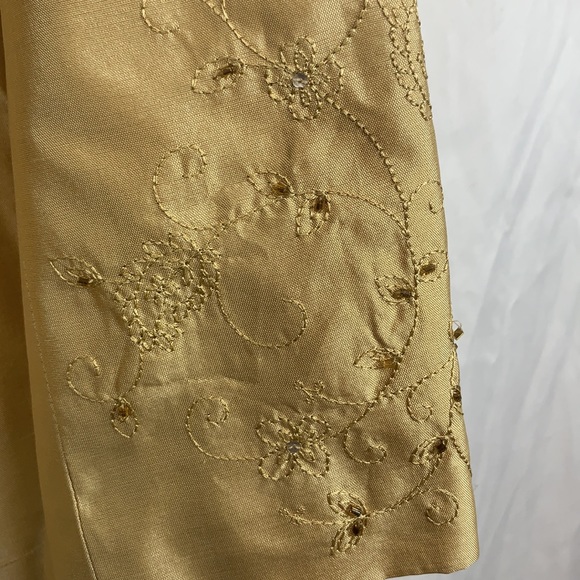 SilkLand Women's Button Up Long Sleeve 100% Silk Yellow Gold Beaded 6 - Picture 6 of 9